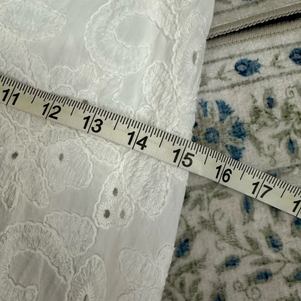 Zara White Eyelet Puff Sleeve Midi Dress Cottagecore Spring Capsule Chic - Picture 6 of 7